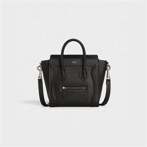 celine drummed calfskin nano luggage black|Celine nano luggage.